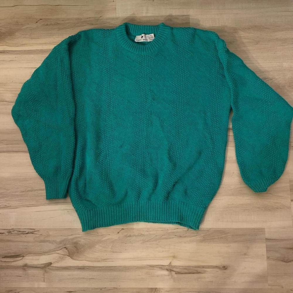 Robert Bruce Vintage 90s Cable Knit Sweater Mens XL Green Made in USA